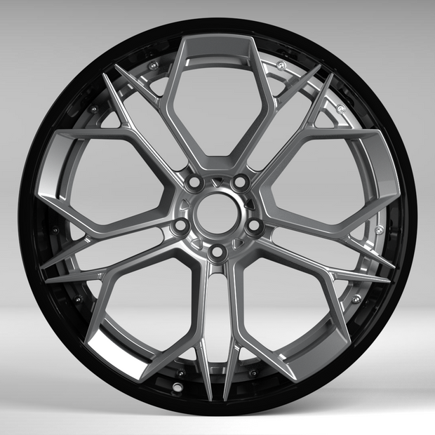 Car wheel rim on a gray background