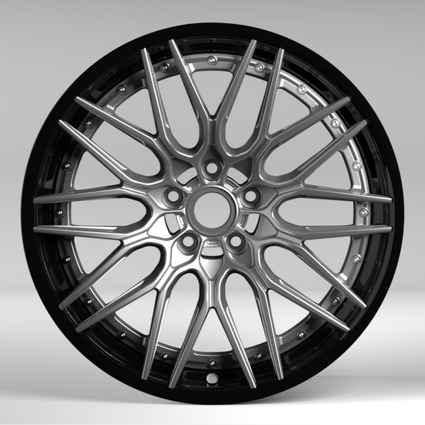 Car wheel rim on a gray background
