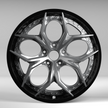 Car wheel rim with a metallic finish on a gray background