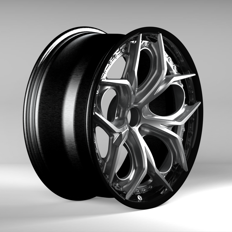 Car wheel rim on a gray background